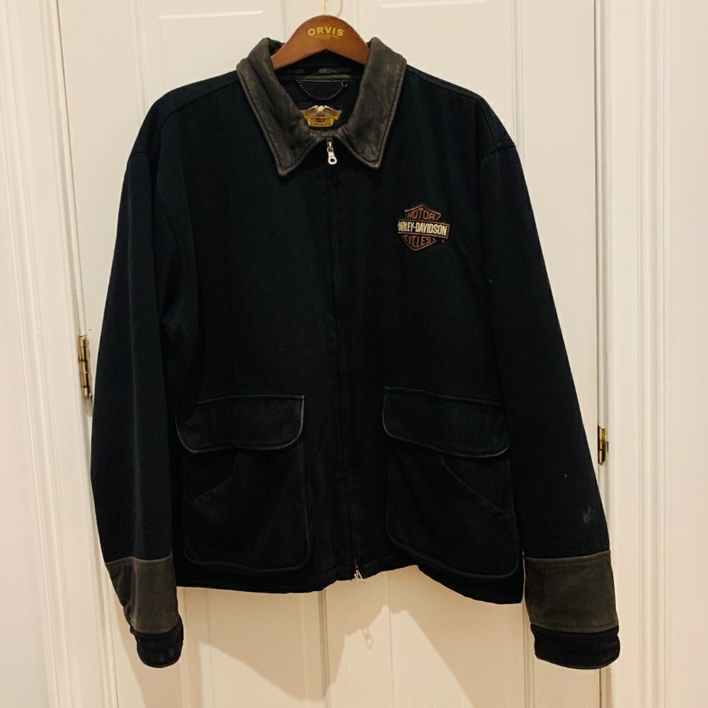 Vintage 90s Harley Davidson Chore Jacket Black Size XL Biker - Picture 8 of 9